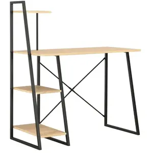 vidaXL Bureau avec étagère Noir et chêne 102x50x117 cm pas cher