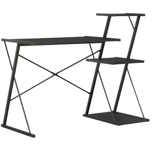 vidaXL Bureau avec étagère Noir 116x50x93 cm pas cher