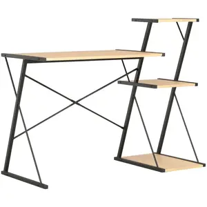 vidaXL Bureau avec étagère Noir et chêne 116x50x93 cm pas cher