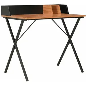 vidaXL Bureau Noir et marron 80x50x84 cm pas cher