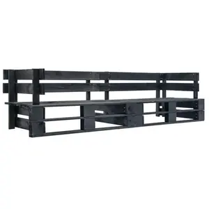 vidaXL Canapé palette à 2 places de jardin noir bois pas cher