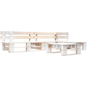 vidaXL Salon de jardin palette 4 pcs Bois Blanc pas cher