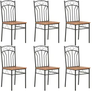 vidaXL Chaises à manger lot de 6 marron MDF pas cher
