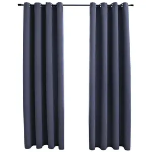 vidaXL Rideaux occultants avec anneaux Métal 2pcs Anthracite 140x225cm pas cher