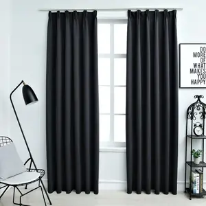 vidaXL Rideaux occultants avec crochets 2 pcs Noir 140x245 cm pas cher