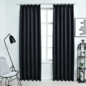 vidaXL Rideaux occultants avec crochets 2 pcs Anthracite 140x225 cm pas cher