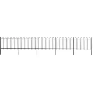 vidaXL Clôture de jardin avec dessus en cerceau Acier 8,5 x 1,2 m Noir pas cher