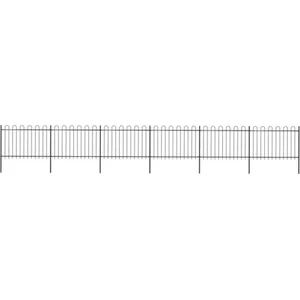vidaXL Clôture de jardin avec dessus en cerceau Acier 10,2x1,2 m Noir pas cher