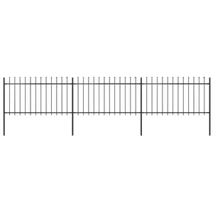 Comparateur de prix : vidaXL Clôture de jardin avec dessus en lance Acier 5,1 x 1 m Noir