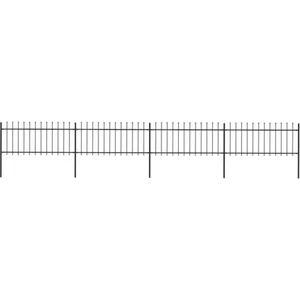 vidaXL Clôture de jardin avec dessus en lance Acier 6,8x0,8 m Noir pas cher