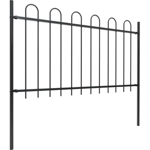 Comparateur de prix : vidaXL Clôture de jardin avec dessus en cerceau Acier 5,1 x 1 m Noir