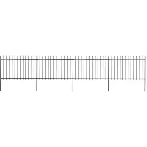 Comparateur de prix : vidaXL Clôture de jardin avec dessus en lance Acier 6,8 x 1,2 m Noir