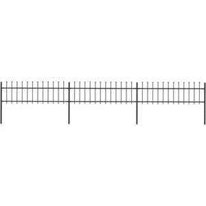 Comparateur de prix : vidaXL Clôture de jardin avec dessus en lance Acier 5,1 x 0,6 m Noir