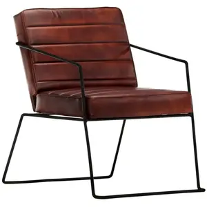 vidaXL Fauteuil Marron foncé Cuir véritable pas cher