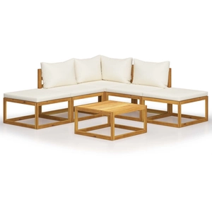 vidaXL Salon de jardin 6 pcs avec coussins Bois d'acacia solide pas cher