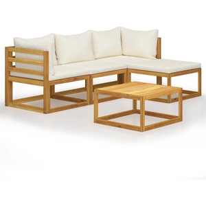 vidaXL Salon de jardin 5 pcs avec coussins Bois d'acacia solide pas cher