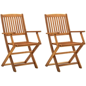 Chaises pliables d'extérieur 2 pcs Bois d'acacia solide Vidaxl Marron pas cher