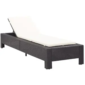 vidaXL Transat avec coussin Noir Résine tressée pas cher
