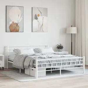 vidaXL Cadre de lit Blanc Métal 160 x 200 cm pas cher