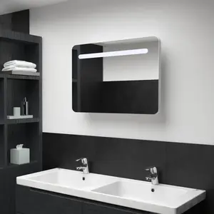 Comparateur de prix : vidaXL Armoire de salle de bain à miroir LED 80x9,5x55 cm