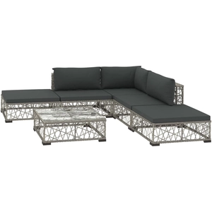 Comparateur de prix : vidaXL Salon de jardin 6 pcs avec coussins Résine tressée Gris