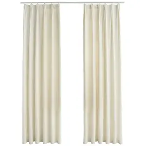 Comparateur de prix : vidaXL Rideaux occultants avec crochets 2 pcs Velours Crème 140x245 cm