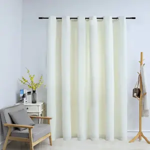 Comparateur de prix : vidaXL Rideau occultant avec anneaux en métal Velours Crème 290x245 cm