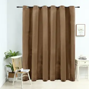 Comparateur de prix : vidaXL Rideau occultant avec anneaux en métal Velours Beige 290x245 cm