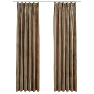 Comparateur de prix : vidaXL Rideaux occultants avec crochets 2 pcs Velours Beige 140x175 cm
