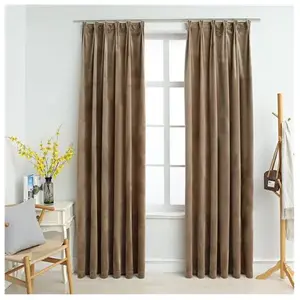 Comparateur de prix : vidaXL Rideaux occultants avec crochets 2 pcs Velours Beige 140x245 cm