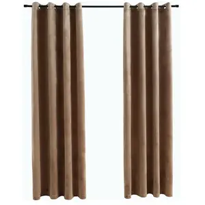 Comparateur de prix : vidaXL Rideaux occultants avec anneaux 2 pcs Velours Beige 140x245 cm