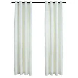 Comparateur de prix : vidaXL Rideaux occultants avec anneaux 2 pcs Velours Crème 140x225 cm
