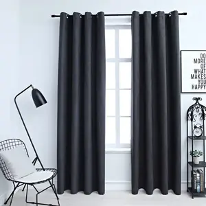 Comparateur de prix : vidaXL Rideaux occultants avec anneaux Métal 2pcs Anthracite 140x225cm