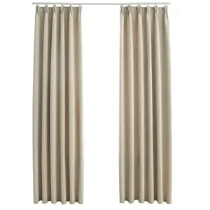Comparateur de prix : vidaXL Rideaux occultants avec crochets 2 pcs Beige 140x225 cm