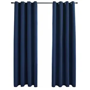 Comparateur de prix : vidaXL Rideaux occultants avec anneaux en métal 2 pcs Bleu 140x175 cm