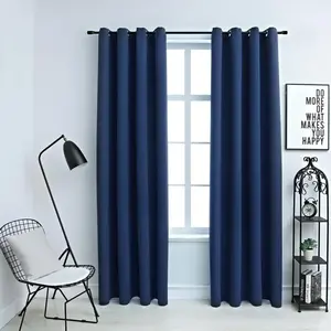 Comparateur de prix : vidaXL Rideaux occultants avec anneaux en métal 2 pcs Bleu 140x225 cm