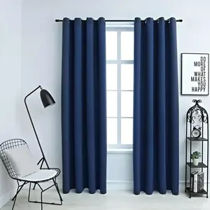 Comparateur de prix : vidaXL Rideaux occultants avec anneaux en métal 2 pcs Bleu 140x245 cm