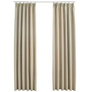 vidaXL Rideaux occultants avec crochets 2 pcs Beige 140x175 cm pas cher