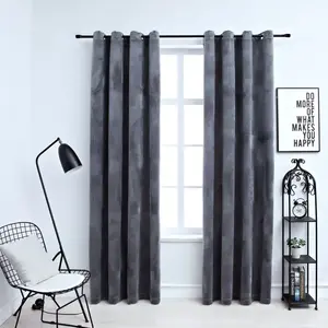 Comparateur de prix : vidaXL Rideaux occultants et anneaux 2pcs Velours Anthracite 140x225cm