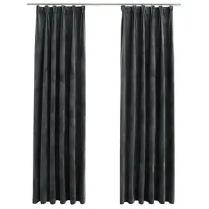 vidaXL Rideaux occultants et crochet 2pcs Velours Anthracite 140x245cm
