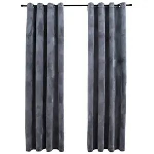 Comparateur de prix : vidaXL Rideaux occultants et anneaux 2pcs Velours Anthracite 140x175cm