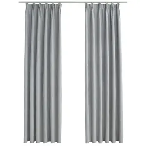 Comparateur de prix : vidaXL Rideaux occultants avec crochets 2 pcs Gris 140x175 cm