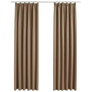 vidaXL Rideaux occultants avec crochets 2 pcs Taupe 140x225 cm pas cher