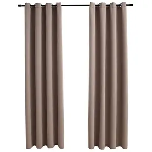 Comparateur de prix : vidaXL Rideaux occultants avec anneaux en métal 2 pcs Taupe 140x245 cm