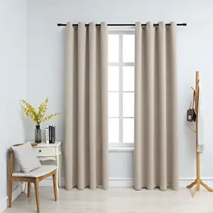 Comparateur de prix : vidaXL Rideaux occultants avec anneaux en métal 2 pcs Beige 140x225 cm