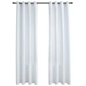 Comparateur de prix : vidaXL Rideau occultant et anneaux en métal 2pcs Blanc cassé 140x175cm