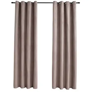 vidaXL Rideaux occultants avec anneaux en métal 2 pcs Taupe 140x175 cm pas cher