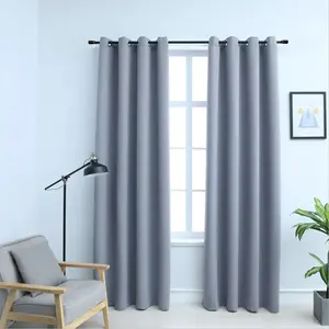 Comparateur de prix : vidaXL Rideaux occultants avec anneaux en métal 2 pcs Gris 140x225 cm