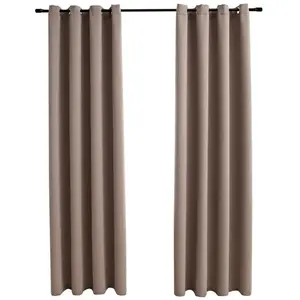 vidaXL Rideaux occultants avec anneaux en métal 2 pcs Taupe 140x175 cm pas cher