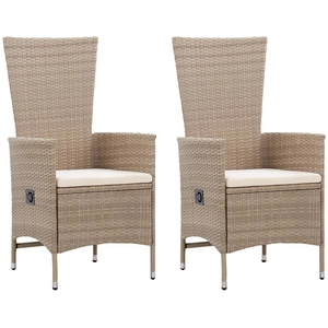 vidaXL Chaises d'extérieur 2 pcs avec coussins Résine tressée Beige pas cher